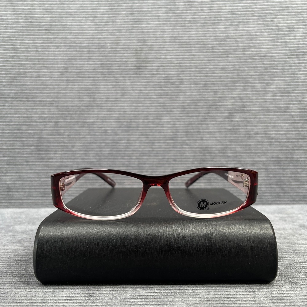 Modern Optical Karen Burgundy Floral Y2k Eyeglass Frames 52-16-135 Rectangular